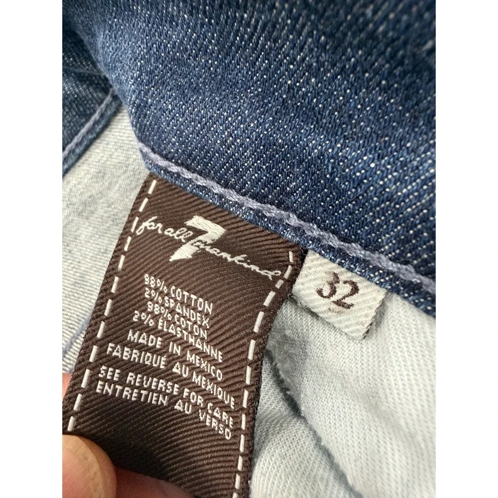 7 For All Mankind Standard Dark Wash Straight Leg Mens Jeans Size 32 Button Fly
